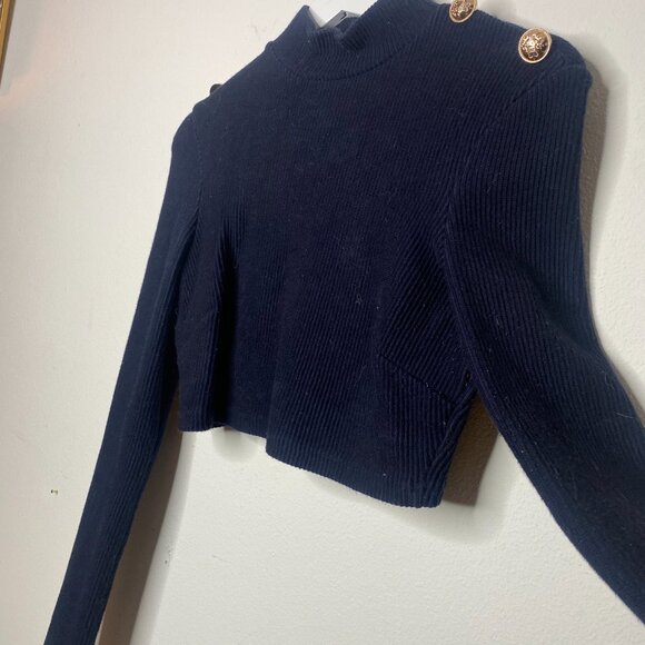 Dressahaulic Boutique | Knit Crop Mock Turtleneck in Navy - Small - Picture 5 of 6